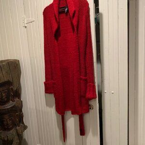 DKNY bright red sweater coat